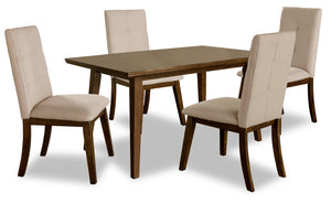 Chelsea 5pc Dining Set with Table & 4 Taupe Chairs, 60