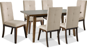 Chelsea 7pc Dining Set with Table & 6 Taupe Chairs, 60