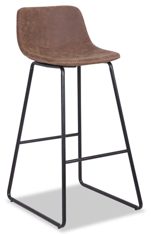 Coty Barstool with Vegan Leather Fabric, Metal - Brown