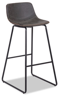 Coty Barstool with Vegan Leather Fabric, Metal - Grey 