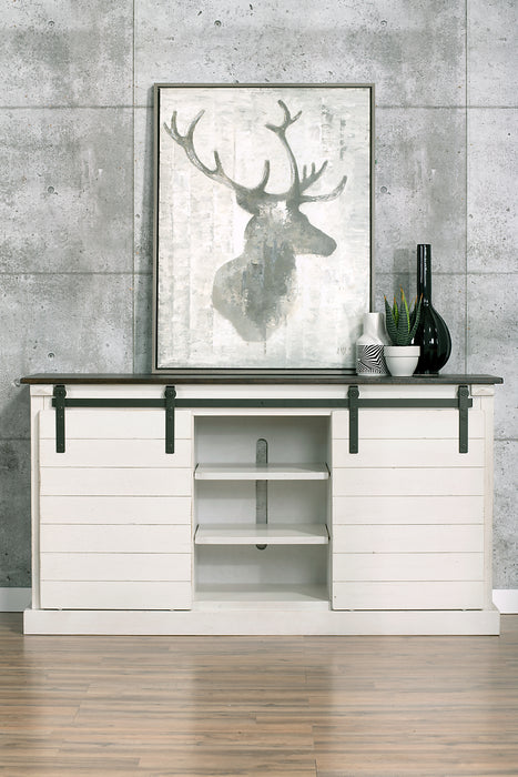 Coast 65\" TV Stand with Barn Doors – White