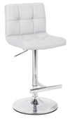 Cruz Barstool with Swivel & Adjustable Seat, Vegan Leather Fabric, Metal - White