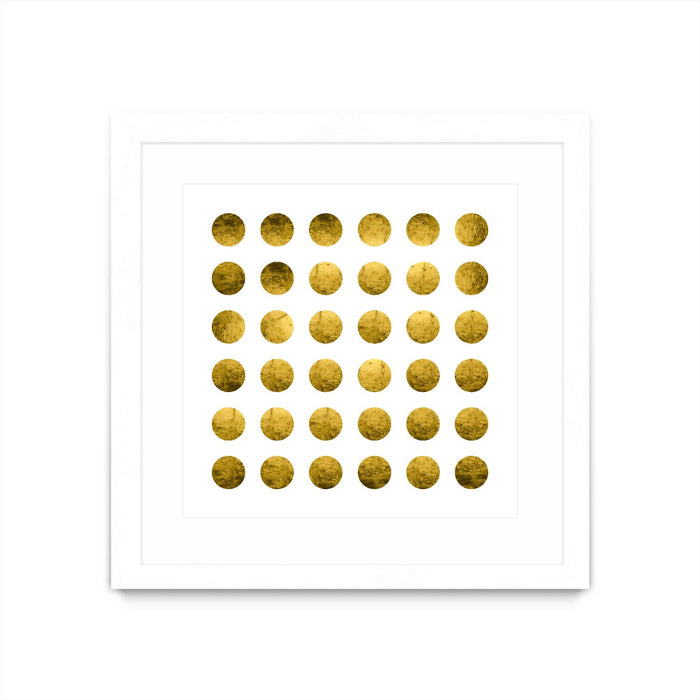 \"Golden Spots White\" Matted and Framed White 36x36 Wall Art