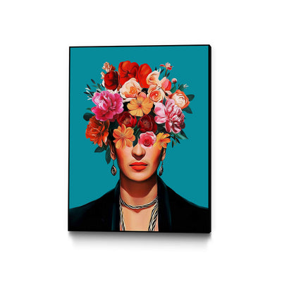 "Frida's Flowers" Canvas Framed Black 18x24 Wall Art