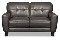 Curt Genuine Leather Loveseat - Grey 