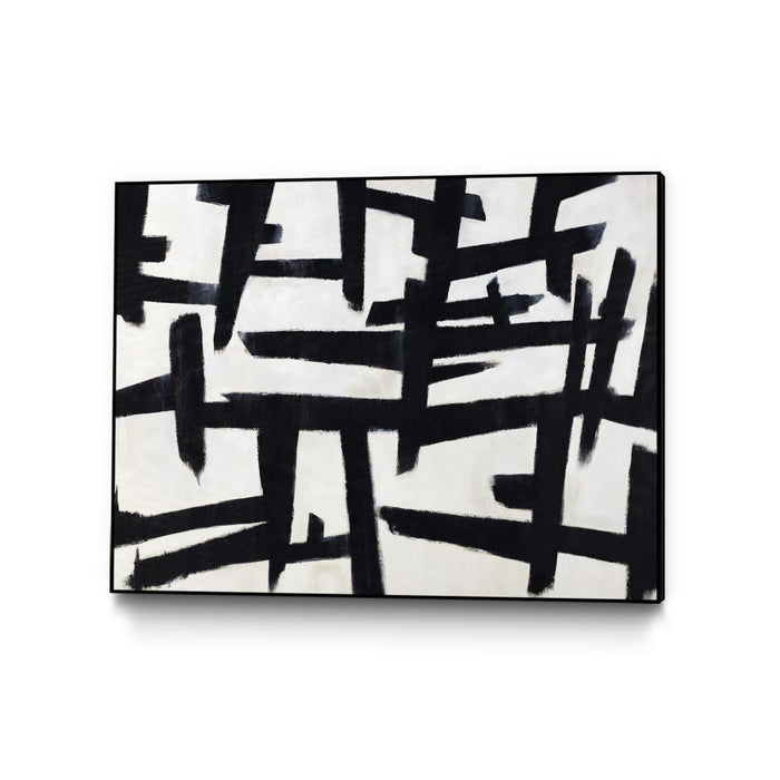 \"Native Maze\" Canvas Framed Black 24x18 Wall Art