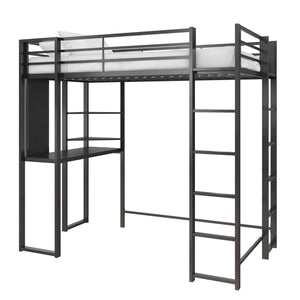 Dorel Home Atwater Living Alix Twin Metal Loft Bed with Desk - Black