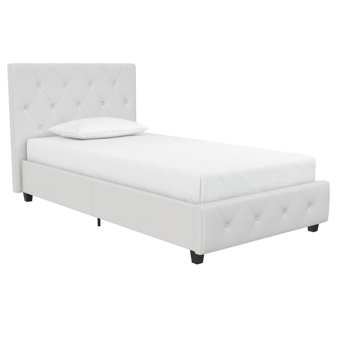 Dorel Home Atwater Living Dana Twin Upholstered Bed - White
