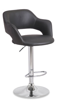 Finn Barstool with Swivel & Adjustable Seat, Vegan Leather Fabric, Metal - Grey 