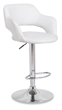 Finn Barstool with Swivel & Adjustable Seat, Vegan Leather Fabric, Metal - White 