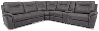 Floy 6-Piece Faux Suede Power Reclining Sectional with Power Headrest and Console - Grey 