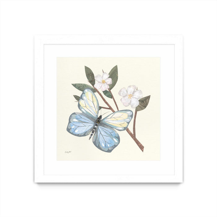 \"In The Garden Butterfly\" Matted and Framed White 30x30 Wall Art