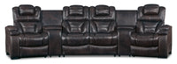 Hugo 5-Piece Genuine Leather Curved Power Reclining Sectional - Brown 