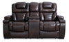 Hugo Genuine Leather Power Reclining Loveseat - Brown