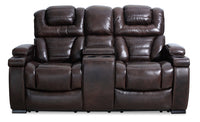 Hugo Genuine Leather Power Reclining Loveseat - Brown 