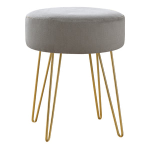 Grey Fabric and Gold Ottoman