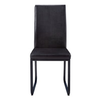 2pcs Black Leather-look Black Dining Chair