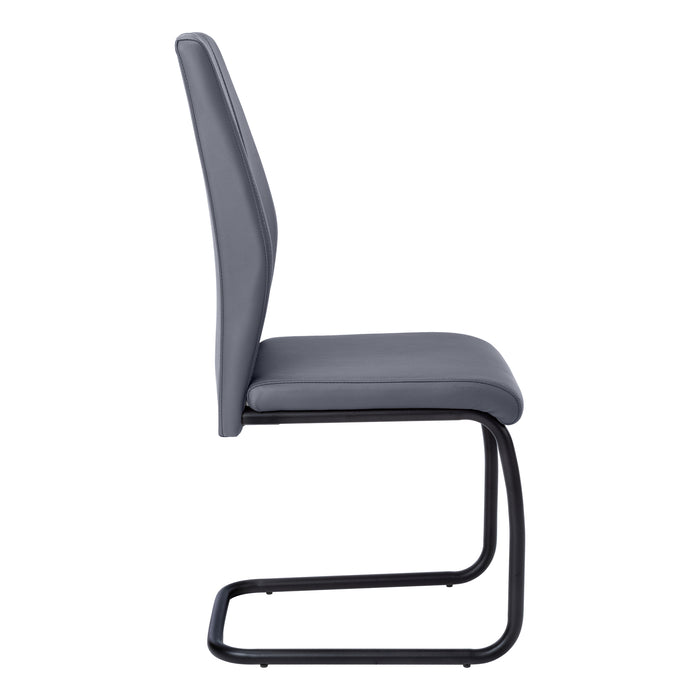 2pcs Grey Leather-look Metal Dining Chair