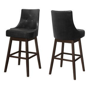 Espresso Black Leather-Look Bar Stool - Set of 2