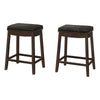 Espresso Black Leather-Look Brass Bar Stool - Set of 2