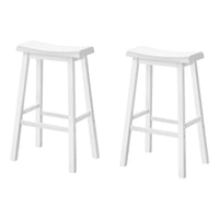 White Saddle Seat Bar Stool - Set of 2