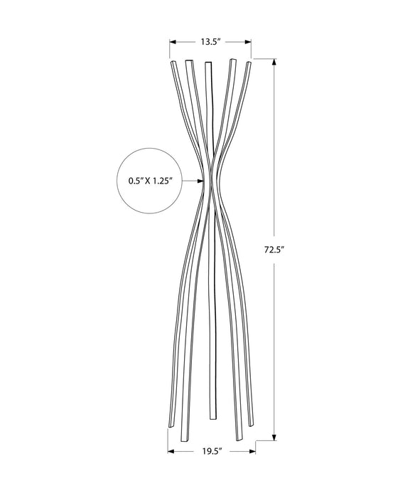 Satin Black Metal Contemporary Style Coat Rack