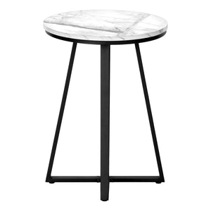 White Marble Black Metal Accent Table