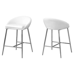 White Chrome Base Counter-Height Bar Stool - Set of 2