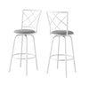 Swivel White Grey Fabric Seat Bar Stool - Set of 2