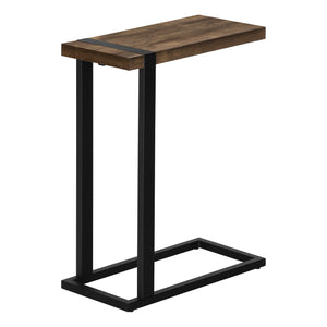 Brown Reclaimed Wood-look Black Metal Side Table