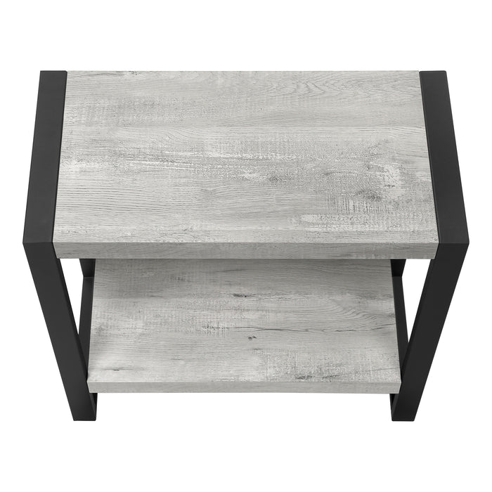 Grey Reclaimed Wood-look Black Metal Side Table