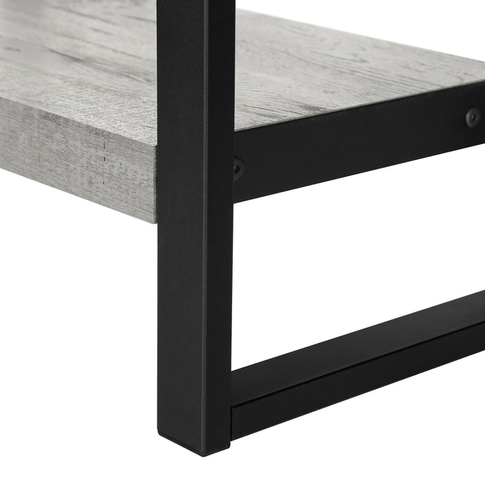 Grey Reclaimed Wood-look Black Metal Side Table