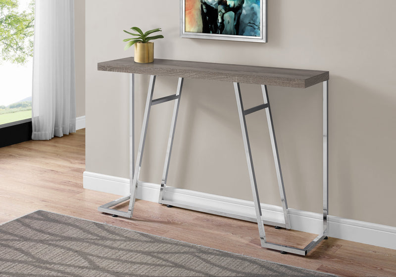 Dark Taupe Chrome Metal Accent Table