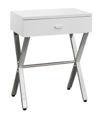 Glossy White Chrome Metal Accent Table