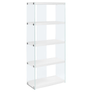 Glossy White with Tempered Glass Bookcase