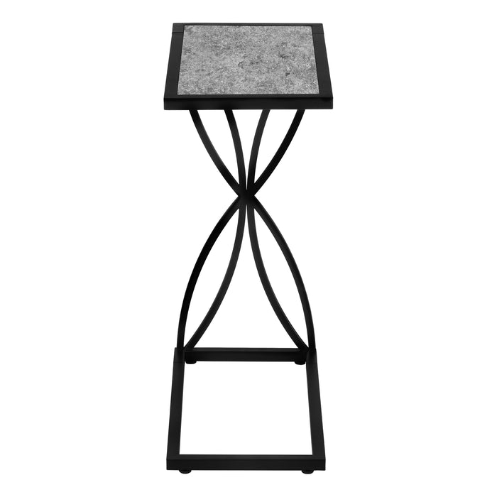 Grey Stone-look Black Metal Accent Table