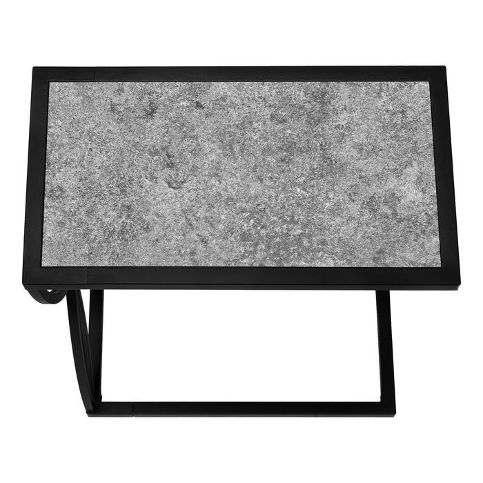 Grey Stone-look Black Metal Accent Table