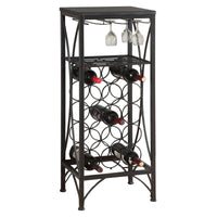 Black Metal Wine Bottle and Glass Rack Home Bar