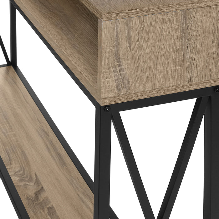 Taupe Black Metal Hall Console Accent Table