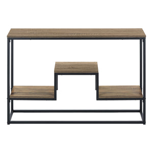 Dark Taupe Wood-look Black Metal Console Table