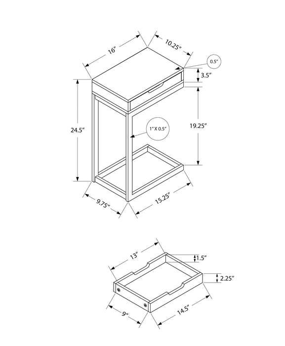 Black, Black Metal With A Drawer Accent Table
