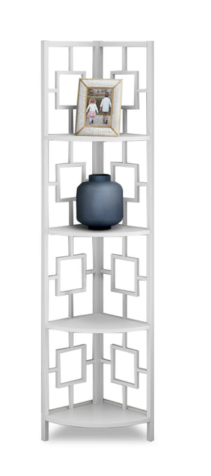 White White Metal Corner Etagere Bookcase