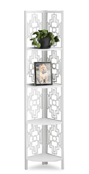 White White Metal Corner Etagere Bookcase