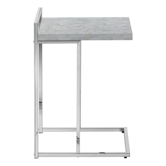 Grey Cement-look Chrome Metal Side Table