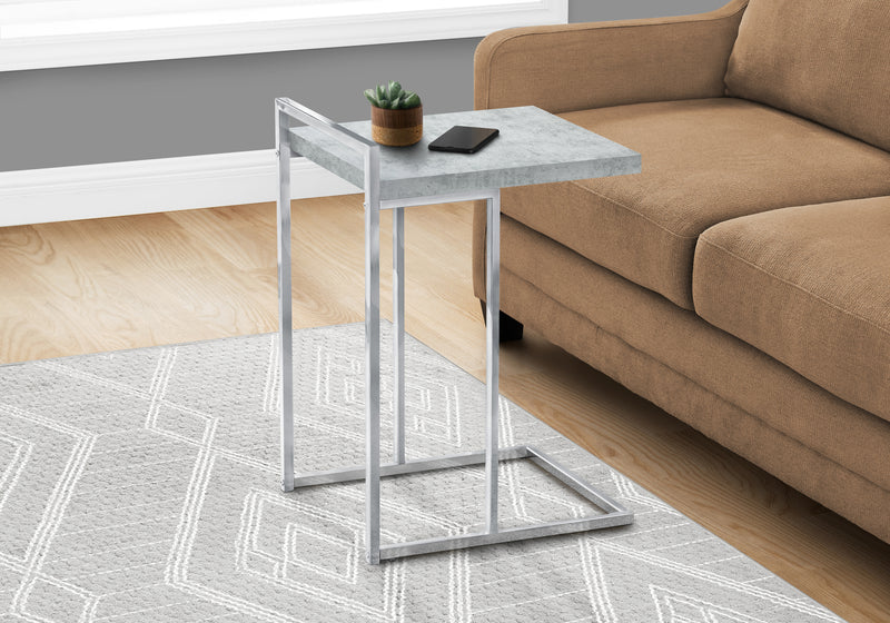 Grey Cement-look Chrome Metal Side Table