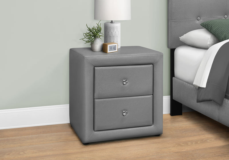 Grey Leather-look Bedroom Nightstand