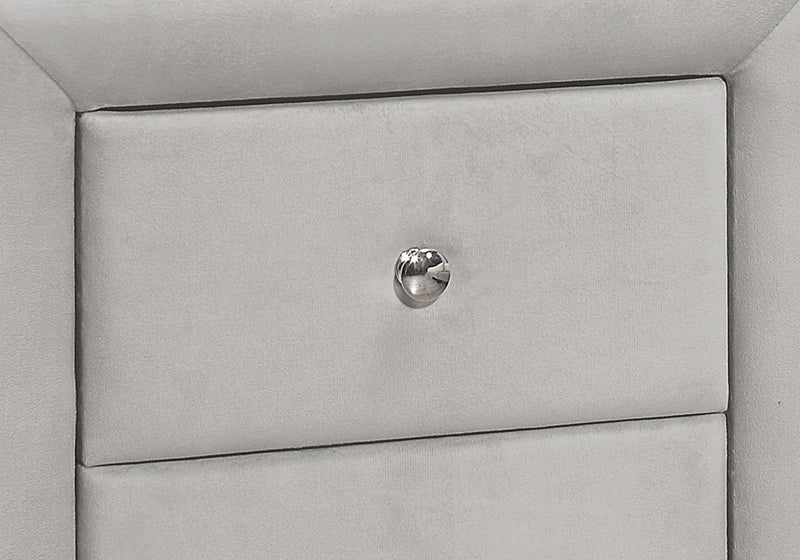Light Grey Velvet Bedroom Nightstand