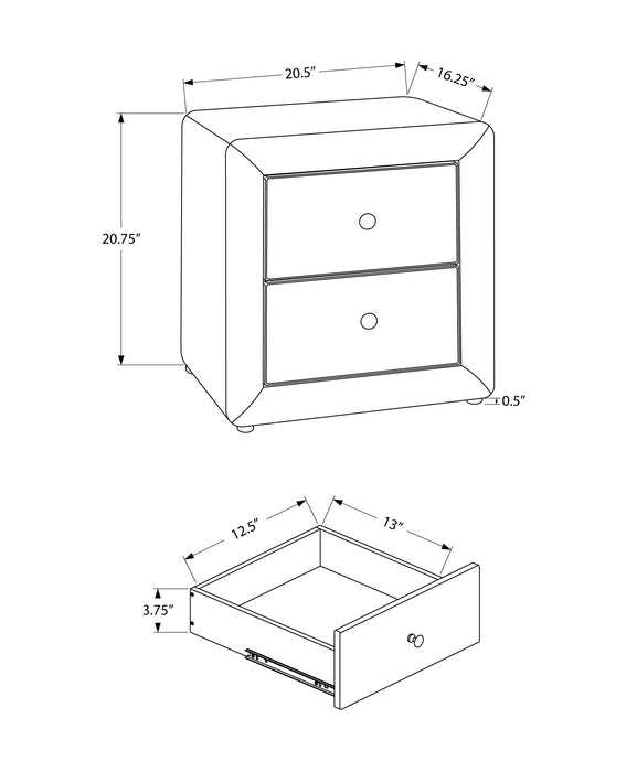 Light Grey Velvet Bedroom Nightstand