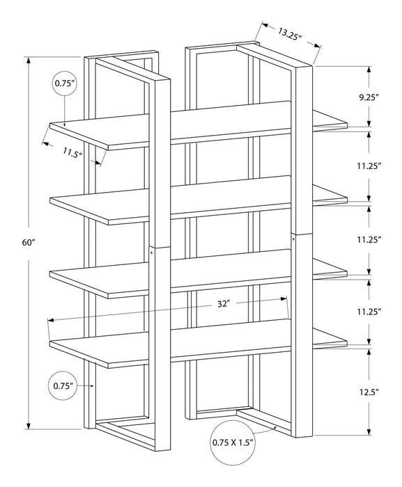 Espresso Silver Metal Bookcase