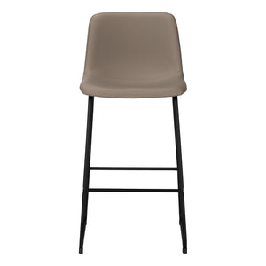 Curved Backrest Taupe Leather-look Black Bar Stool